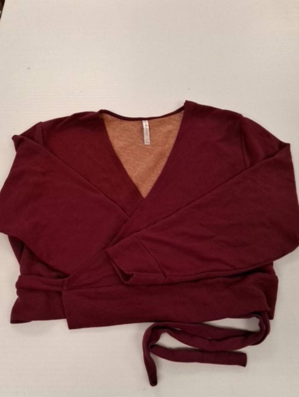 Fabletics Burgundy V-Neck Wrap Sweater Size 3 X